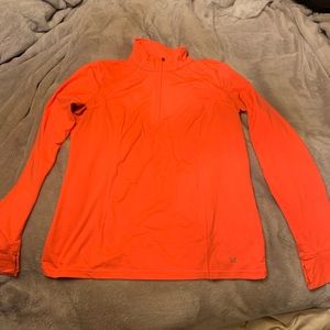 Orange long sleeved workout 3/4 zip